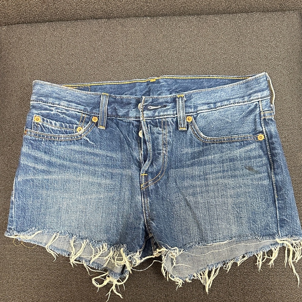 Levi's Classic Blue Distressed Jean Shorts